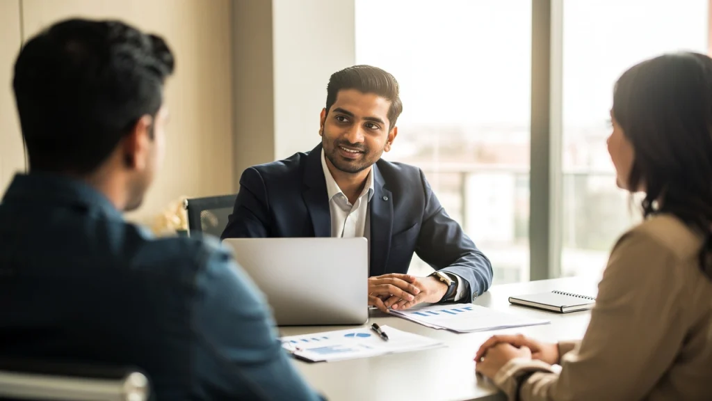 A mortgage broker walks first home buyers through their options in plain English.